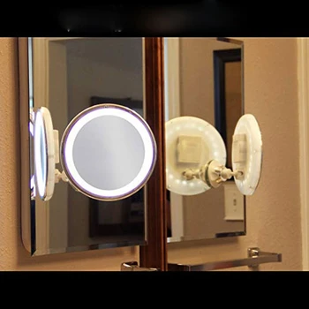 Makiažas Tuštybės Veidrodis Nešiojamas su LED Šviesos siurbtukas 360° Besisukantis Makiažas Stiklo Namų Darbalaukio Vonios Kelionės Nuotrauka 2