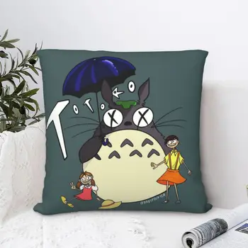Mano Kaimynas Totoro Aikštėje Užvalkalas Pagalvėlė Padengti Kūrybos Namų dekoro Poliesteris Namų Šiaurės 45*45cm