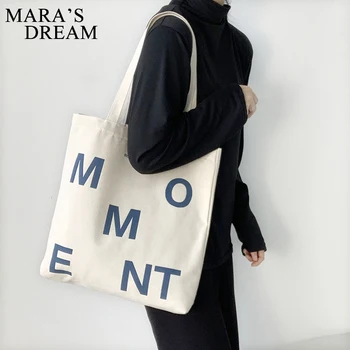 Mara ' s Dream Moterų Drobės Peties Shopper Bag Laiškas Spausdinti Didelius Medvilninio Audinio, Ponios Rankinėje Ekologinio Daugkartinio naudojimo Pirkinių Krepšys