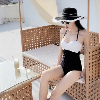 Maudymosi kostiumėliai, Naujas Stilius Korėja Hot Springs Maudymosi Kostiumą Moterų vientisas paaukštintu liemeniu Pilvo Lieknėjimo Maža Krūtinė Bendras Bikini