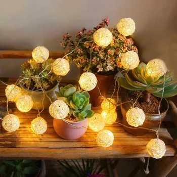 Medinės pasakų string žibintai vynuogių LED namų dekoracijos girlianda Kalėdų eglutės papuošalus vestuves prekes