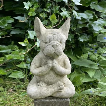 Meditacija Buldogas Statula Dervos Šuns Skulptūra Gyvūnų Jogos Statula 