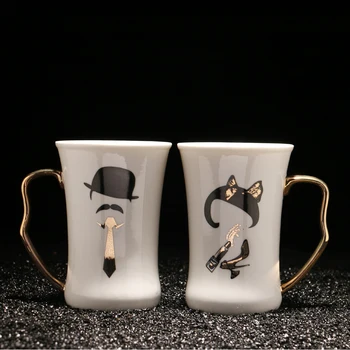 Mielas animacinių filmų ponas ir ponia keramikos puodelis Kūrybinės meilės Pora kavos puodelio Gėrimų taurė