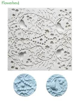 Minkštas Spausdinti Modelio Silikono Formos Miško Serijos Paukščių Gėlių Modelio Tekstūra Pyragas Apdaila Priedai Kepimo Priedai Nuotrauka 2