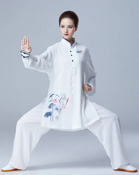 Moterų Chi Drabužius Wushu Drabužių Kovos Meno Vienodas Kung Fu Suknelė Ilgomis Rankovėmis Lotus Tapybos 2022 Naujas Stilius Nemokamas Pristatymas