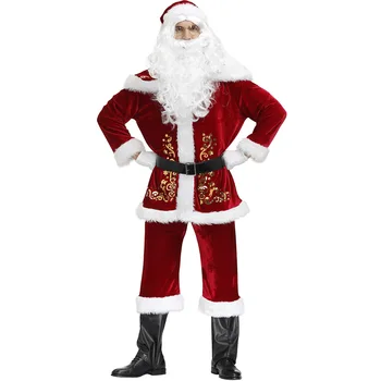 Moterų, Vyrų, Raudona Santa Claus Deluxe Kostiumas Kalėdų Porą Kalėdų Senelio KALĖDOS Cosplay Išgalvotas Suknelė
