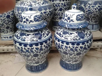 Mėlynos Ir Baltos Amerikos stiliaus keramikos imbieras stiklainius Antikvariniai Porceliano šventykla stiklainius namų puošybai senovinių kinų imbieras stiklainiai