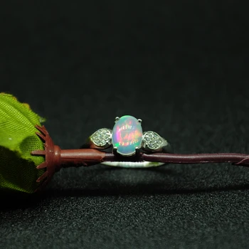 Natūralios Ugnies Opalas Žiedas Originali Kietojo 925 Sterlingas Sidabro Moterims Brangakmenis Žiedai Smulkūs papuošalai Gali būti pritaikyti