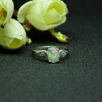Natūralios Ugnies Opalas Žiedas Originali Kietojo 925 Sterlingas Sidabro Moterims Brangakmenis Žiedai Smulkūs papuošalai Gali būti pritaikyti Nuotrauka 2