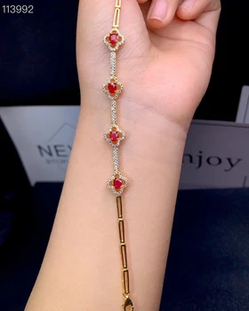 nauja žavinga raudona rubino apyrankės moterims sidabrinė apyrankė natūrali tikras perlas 925 sterlingas sidabro fine jewelry elegantiškas gimtadienio dovana Nuotrauka 2