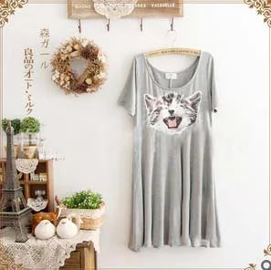 Naujas 2014spring,vasaros suknelė moterims atsitiktinis ilgai marškinėliai prarasti spausdinti cat dress fashion palaidinė plius dydis XL 3colors mažmeninės prekybos