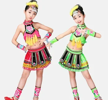 Naujas Dizainas 2 Spalvų Mergaičių Miao Šokių Drabužių Miao Hmong Pilietybės Kostiumai Kinijos Liaudies Dsance Drabužiai