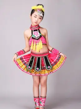 Naujas Dizainas 2 Spalvų Mergaičių Miao Šokių Drabužių Miao Hmong Pilietybės Kostiumai Kinijos Liaudies Dsance Drabužiai Nuotrauka 2