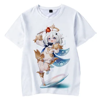 Naujas Genshin Poveikio Anime Žaidimas Trumpas Rankovės Pora T-Shirt Genshin Poveikio Top Marškinėliai,Suaugusiems Ir Vaikams Tinkamų Dydžių Nuotrauka 2