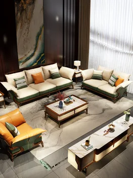 Naujas Kinijos sofos dydis butas kambarį modernūs, prabangūs odiniai ebony sofa derinys rinkinys