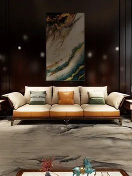 Naujas Kinijos sofos dydis butas kambarį modernūs, prabangūs odiniai ebony sofa derinys rinkinys Nuotrauka 2