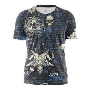 Naujas Senovės Alcheminis Simboliai vyriški T-Shirt, Derliaus 3D Atspausdintas Marškinėliai Kontrasto Spalvų Asmenybės Atsitiktinis Vasaros Negabaritinių Marškinėlius