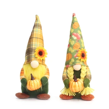 Padėkos Gnome Lėlės Saulėgrąžų Nykštukai Valdos Moliūgų Ornamentu Derliaus Festivalis Virtuvės Valgomojo Stalo Apdailos