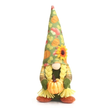 Padėkos Gnome Lėlės Saulėgrąžų Nykštukai Valdos Moliūgų Ornamentu Derliaus Festivalis Virtuvės Valgomojo Stalo Apdailos Nuotrauka 2