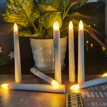 Pakuotėje 6 LED Žvakės Flameless Mirgėjimo Laikmatis nuotolinis ,Plastikiniai Siaurėjantys Žvakės,bougie led Už Vakarienę, Namų Dekoro Žvakės