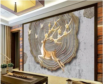 Pasirinktinius nuotraukų 3d tapetai Europos įspausti medžio modelio briedžių namų dekoro kambarį 3d sienų freskomis tapetai, sienų ir 3 d
