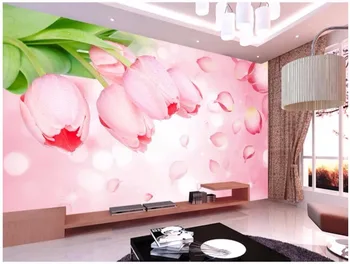 pasirinktinius nuotraukų 3d tapetai Romantiška tulpių fono sienos kambarį Namų dekoro 3d sienų freskomis tapetai, sienų ir 3 d
