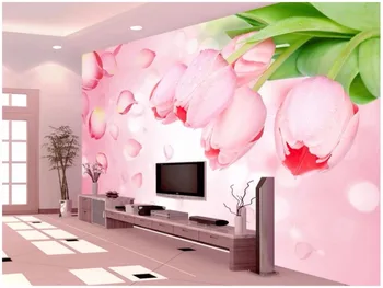 pasirinktinius nuotraukų 3d tapetai Romantiška tulpių fono sienos kambarį Namų dekoro 3d sienų freskomis tapetai, sienų ir 3 d Nuotrauka 2