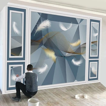 Pasirinktinius Nuotraukų Dekoro Papel De Parede 3D Šiuolaikinės Abstrakčių Geometrinių Plunksna, TV Foną, Sienų Tapyba Kambarį Tapetai Freskomis