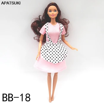 Pink Polka Prijuostė Šalis Suknelė Barbie Lėlės Aukštosios Mados Lėlės Drabužių Komplektus 1/6 BJD Lėlės Priedai Vaikas 