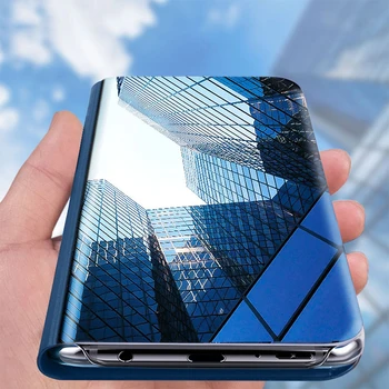 Prabangus Veidrodis Peržiūrėti Smart Flip Case For Samsung Galaxy J7 2017 J72017 SM J730 J730F originalus Magnetinis fundas Odinis Telefono Dangtelį