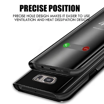 Prabangus Veidrodis Peržiūrėti Smart Flip Case For Samsung Galaxy J7 2017 J72017 SM J730 J730F originalus Magnetinis fundas Odinis Telefono Dangtelį Nuotrauka 2