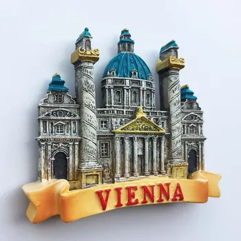 QIQIPP Europos Austrija Vienos orientyrą Carl Katedra turizmo suvenyrų magnetinio šaldytuvas lipdukas lydintis vertus dovana Nuotrauka 2