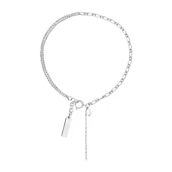 Raktikaulis grandinės deimantų dygliuotos titano plieno siūlės perlų vėrinį kutas trumpas universalus kaklo grandinės moteris