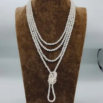 Rankomis rišti 100 cm ilgio wrap 5-6mm nekilnojamojo baltos spalvos gėlavandenių perlų vėrinį bižuterijos