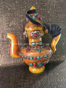 Reti metai Tibete bičių Vaškas & Gem & Sidabro arbatinukas statula /skulptūrų,geriausia kolekcija ir puošmena,nemokamas pristatymas