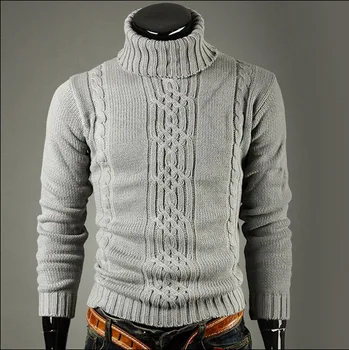 Rudenį ir žiemą Europoje ir Amerikoje vyrų megztinis atvartas ilgomis rankovėmis megztinis vyrams yra didelė sweater mens drabužiai Nuotrauka 2
