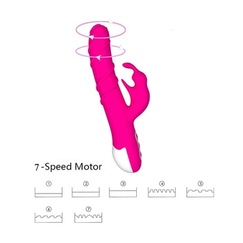 Sekso Žaislas USB Triušis 360 Laipsnių Sukimosi GSpot Vibratorius Veržlus Didelis Elektros Vibruojantis Dildo Moterims Klitoris Silikono Nuotrauka 2