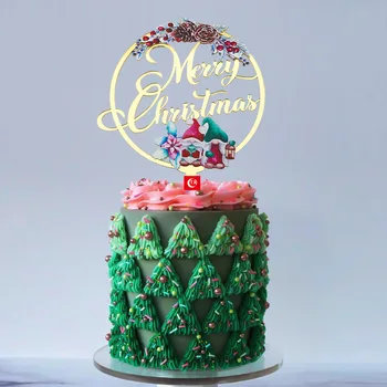 Spalvotas Spausdinimas Akrilo Linksmų Kalėdų Pyragas Topper Aukštos Kokybės Kalėdos Tortas Topper Šeimos Laimingų Naujųjų Metų Šaliai Pyragas Apdaila