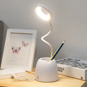 Stalo Lempa Akių Apsauga Lempa LED Biuro Flexo Stalo Lempos Su Rašiklio Laikiklis, USB Įkraunamą Jutiklinį Tolygus Tamsos Šviesa