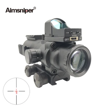 Taktinis Medžioklės 4X32 ACOG Riflescope Apšviestas Optika Teleskopinis Akyse Su Reflex 