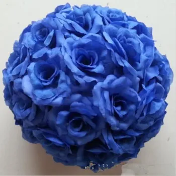 Tamsiai Mėlynos spalvos Dirbtinių Rožių Šilko Gėlių Kamuolys Kabo Bučiavosi Kamuolius 30cm Kamuolį, Vestuves Apdailos Reikmenys