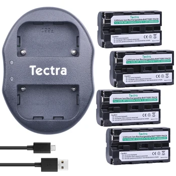 Tectra 4pcs NP-F550 NP F550 Kamera Li-ion Bateria + USB Dual Kroviklis Sony NP-F570 CCD-SC55 CCD-TRV81 DCR-TRV210 MVC-FD81
