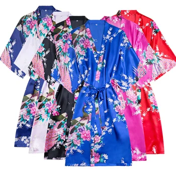 Trumpas Stiliaus Asain Japonų Stiliaus Kimono Yukata Suknelė Haori Moteris Miegoti Naktį Dėvėti Maudymosi Chalatai Rytų Kinijos Šilko Pižama