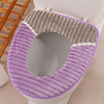 Tualeto Sėdynės Pagalvėlės Lengvas Montavimas Skalbti Žiemos WC Pasta Lipni klozeto Dangtis Padengti Flanelė Tualeto Sėdynės Pagalvėlę Namuose