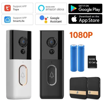Tuya Smart Home Video Doorbell Vandeniui Naktinio Matymo Home Security 1080P FHD vaizdo Kameros Skaitmeninė Vaizdo Domofonas WIFI Durų Bell Cam