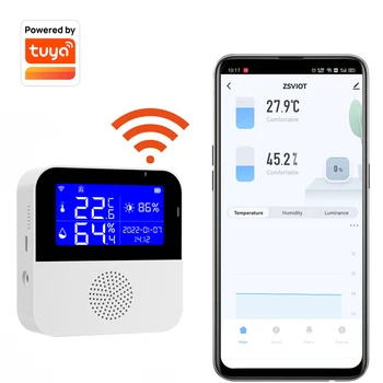 Tuya Smart WIFI Temperatūros ir Drėgmės Jutiklis Paramos Alexa, Google 