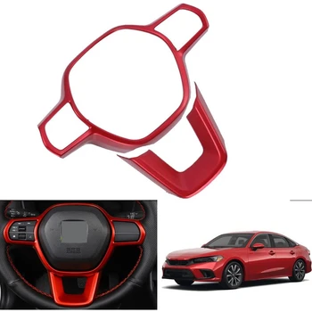 Už 11 Honda Civic 2022 Auto Vairas Pulto Mygtukas Padengti Apdaila Lipdukas, Decal Rėmo Automobilio Salono,Raudona Nuotrauka 2