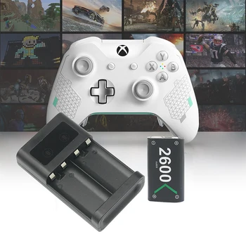 Už XboxOne Rankena 2200MAH Ni-MH Baterijų Įkroviklis Žaidimų Konsolės Gamepad Įkroviklis Xboxone S X Elite Aksesuaras Greitai LED Įkrovimo Nuotrauka 2