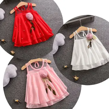 Užsienio prekybos vaikus, drabužiai suknelė Mergaitėms baltos marlės šifono suknelė, liemenė vasarą naujas princesė dress 0-4 metų amžiaus