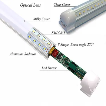V Formos Integruoti T8 LED Vamzdžių Šviesos Rungtynių 1500MM 5 Metrų LED Liuminescencinės Lempos Pakeitimas LED Šviesos Vamzdžiai Aušintuvas Durų Apšvietimas Nuotrauka 2